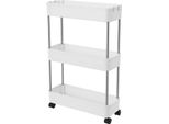 Scaffale Stretto Da Nicchia - Carrello - Larghezza 15 Cm - 3 Ripiani - Con Rotelle - Cucina/Bagno - Nero