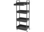 Carrello Portaoggetti/Carrello Da Cucina - Carrello Con 4 Ripiani E Cassetto - Struttura In Plastica - Con Rotelle - Richiede Assemblaggio - Nero