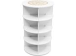 Scarpiera - Organizer Girevole Per Scarpe - 4 Ripiani - Rotazione A 360° - Indipendente - Legno - Portata 50 Kg - Bianco