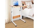 Tavolo Per Laptop Con Rotelle - Scrivania Regolabile In Altezza - Piano Del Tavolo 60×40 Cm - Altezza 70–90 Cm - Portata 15 Kg - Mdf E Acciaio - Marrone