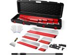 Set Di Spatole Per Cartongesso - 5 Pezzi - Misure 25/40/60/80/100 Cm - Lame In Acciaio Inossidabile - Per Stucco E Intonaco - Rosso