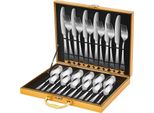 Set Di Posate - 24 Pezzi - Per 6 Persone - Acciaio Inossidabile - Lavabile In Lavastoviglie - Coltelli, Forchette, Cucchiai - Confezione Regalo - Argento