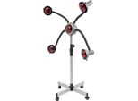 Lampada Riscaldante A Infrarossi Per Capelli - Riscaldatore Da Salone A 5 Teste - 750 W - Altezza 108-132 Cm - Cavo 2 M - Base 65 Cm - Per Tintura E Asciugatura - Avorio