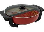 Pentola Elettrica Per Fonduta/Hotpot - Con Divisorio - Potenza 1360 W - Capacità 6 L - Regolazione Della Temperatura A 5 Livelli - Coperchio In Vetro - Nero