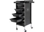 Carrello Da Salone - Carrello Da Parrucchiere A 6 Ripiani - Con Rotelle - 36×37×85 Cm - Portata 50 Kg - Pp E Acciaio Inossidabile - Nero