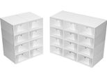 Contenitori Per Scarpe - Scatole Per Scarpe - Impilabili - Set Da 20 Pezzi - Pp Trasparente - Rettangolari - Bianco/Trasparente