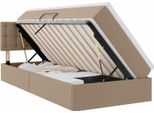Vidaxl Letto Con Contenitore E Led Cappuccino 90 X 200 Cm Pelle Finta