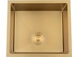 Lavello Da Cucina In Acciaio Inox - Vasca Singola 50×45 Cm - Profondità 20 Cm - Quattro Fori - Senza Rubinetteria - Grande Volume - Oro