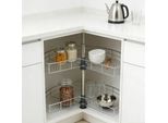 Organizer Per Armadio Angolare Da Cucina - Scaffale A Due Ripiani - Acciaio Inossidabile - Per Armadi Da 80 Cm - Facile Da Pulire - Facile Da Montare - Argento