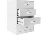 Armadio Contenitore - Armadio Portadocumenti Verticale Con 4 Cassetti - Legno - Chiudibile Con Serratura Di Sicurezza - Struttura Robusta - Multifunzionale - Bianco