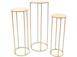 Set Di 3 Supporti Floreali In Metallo - Supporti Per Centrotavola Da Matrimonio - Colonna Cilindrica Rotonda, 3 Misure, Indipendente, 4 Kg - Oro