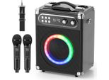 Impianto Karaoke - Sistema Karaoke - Altoparlante Bluetooth Portatile - Woofer Da 20 Cm - 2 Microfoni Wireless - Illuminazione A Led