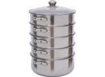 Vaporiera Per Alimenti - Set Pentola A Pressione - A Più Livelli (Oltre 4 Livelli) - 28 Cm - Acciaio Inossidabile - Rotonda - Grigio Chiaro