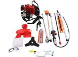 Multiuso Da Giardino A Benzina - Decespugliatore/Tagliabordi/Potatore Telescopico Da 52 Cm³ - 2 Tempi - 1,7 Kw (2,3 Cv) - Lunghezza Totale 2,7 M - Serbatoio Da 1 L - 8500 Giri/Min - Rosso