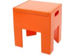 Pouf Contenitore - Pouf Basso/Ottomana - Portata 100 Kg - Plastica Abs - Con Spazio Contenitore - Dimensioni 37×31×40 Cm - Arancione
