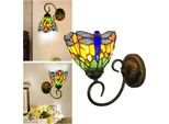 Motivo Libellula In Vetro Colorato - Lampada Da Parete - Attacco E27 - 220 V Ca - Ferro E Vetro Colorato - Non Dimmerabile - Lampadina Non Inclusa - Multicolore