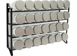 Scaffale Per Spezie - Scaffale Indipendente A 4 Ripiani - 28 Barattoli Per Spezie Con Etichette - Senza Forature - Per Armadietti Da Cucina E Piani Di Lavoro - Ferro - Nero
