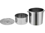 Pentola Grande - Pentola Per Minestra In Acciaio Inox Da 100 L - Con Coperchio E Cestello - Modello Rinforzato E Spesso - Per Uso Domestico E Professionale - Argento
