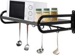 Ripiano Per Microonde - Supporto A Parete - Acciaio Per Carichi Pesanti - Impermeabile - 48 X 38 Cm - Organizzazione Della Cucina - Multifunzionale - Nero