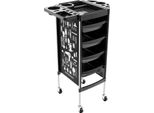 Carrello Da Parrucchiere - Carrello Da Salone - 5 Ripiani - 4 Cassetti Estraibili - Ripiano Ribaltabile - Per Barbiere E Salone Di Bellezza - Richiede Assemblaggio - Nero