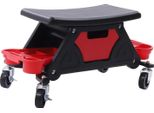 Sgabello Da Officina Con Rotelle - Sedia Da Meccanico/Creeper Seat - Con Rotelle - Ripiani Porta Attrezzi E Organizer - Per La Cura Dell'auto Lavaggio, Ceratura, Lucidatura - Nero