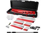 Set Di 5 Lame Per Spatola Per Cartongesso - 25/40/60/80/100 Cm - Acciaio Inossidabile - Spatola Per Pareti - Rosso