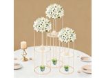 Set Di Supporti Per Fiori - Piedistalli Rotondi - 3 Pezzi - Metallo - Altezza 100 Cm - Per Matrimoni, Compleanni, Decorazioni Per Feste - Oro