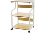Supporto Per Stampante - Carrello Per Stampante A 3 Ripiani - Con Rotelle - Ripiani Portaoggetti - Da Montare Autonomamente - Per L'ufficio Domestico - Effetto Legno Color Cachi