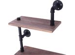 Scaffale Industriale Vintage - Scaffale A Muro - 3 Ripiani - Legno Massello - Sospeso - Montaggio A Muro - 70 X 25 X 20 Cm - Marrone