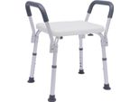 Sedia Da Doccia / Sgabello Da Doccia - Senza Schienale, Con Braccioli - Regolabile In Altezza Da 37 A 49 Cm - Portata Massima 150 Kg - Metallo - Dimensioni 49×41 Cm - Bianco
