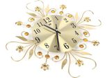 Orologio Da Parete - Analogico - 34,6 Cm Grande - Silenzioso Senza Ticchettio - Alimentato A Batteria - Metallo - Oro