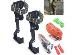 Set Per Arrampicata Sugli Alberi - Attrezzi Per Arrampicata - Ramponi In Acciaio - Cintura Di Sicurezza - Corda Arancione - Capacità Di Carico 100 Kg - Leggero E Resistente