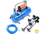 Set Tromba Ad Aria Compressa - Tromba Da Treno 12 V Cc Con Compressore - 150 Psi - Serbatoio Aria 6 L - 23 A - Dimensioni 46×20,5×24 Cm - Blu