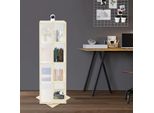 Libreria - 4 Ripiani Girevoli A 360° - Bambù E Acrilico - Contenitore Multifunzionale - 34,5 X 34,5 X 123 Cm - Stile Moderno - Bianco Crema