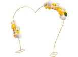 Arco Di Palloncini A Forma Di Cuore Arco Nuziale - Supporto In Metallo - 2,65×2,35 M - Acciaio Al Carbonio - Verniciatura A Fuoco - Base 25×55 Cm - Portata Max. 8 Kg - Oro