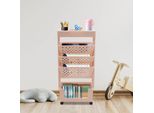 Scaffale - Libreria Con Rotelle - 5 Ripiani - Mobile Per Scrivania E Aula - Facile Da Montare - Rosa