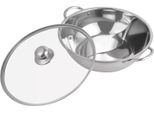 Pentola Doppia Per Hotpot/Fonduta - Acciaio Inossidabile - Divisorio Yin-Yang, Doppio Gusto - Dimensioni Ø28 Cm X 7 Cm - Per Shabu-Shabu E Hotpot Sichuan