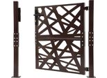 Cancello Da Giardino - Cancello Da Recinzione 105 X 100 Cm - Telaio In Acciaio - Ruotabile A 180° - Verniciatura Temprata In Forno - Design Moderno - Per Esterni - Marrone