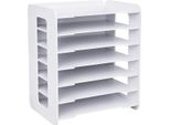 Organizer Da Scrivania - Scomparto Orizzontale A 7 Scomparti - Pvc - Per Ufficio, Casa, Scuola - Modello Da Tavolo - Bianco