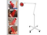 Lampada Terapeutica A Infrarossi Per Alleviare Il Dolore - Lampada Da Terra - 275 W - Regolabile Da 0 A 90 °C - Spina Ue Da 220 V - 4 Rotelle - Testa Della Lampada 19×22 Cm - Led Incluso - Bianco
