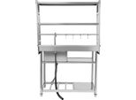 Lavello Da Cucina In Acciaio Inox - Lavello Rettangolare A Vasca Singola - Con Rubinetto - Con Sgocciolatoio - Superficie Lucida - 1 Foro - Argento