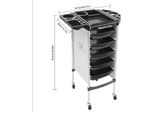 Carrello Da Parrucchiere/Salone - Carrello A 6 Ripiani - Ripiano Ribaltabile - Quattro Ruote Silenziose - Telaio In Metallo - Portata 15 Kg Per Ripiano - Bianco