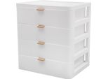 Organizer Da Scrivania - Cassettiera - 4 Cassetti + Ripiano Superiore - Plastica Pp - 26 X 20,2 X 29 Cm - Capacità Di Carico 5 Kg - Bianco