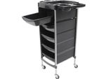 Carrello Da Parrucchiere - Carrello Da Salone - 6 Ripiani - 5 Cassetti - Rotelle Universali - Ripiano Multifunzione - 52,5×37×90 Cm - Portata 8 Kg - Nero