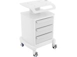 Carrello Per Cosmetici/Salone - Carrello A 3 Ripiani - Plastica Abs - 4 Ruote - Capacità Di Carico 30 Kg - 51×47×77 Cm - Bianco