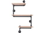 Scaffale Industriale Da Parete - Scaffale Sospeso A 3 Ripiani - Legno Di Pino E Tubi Zincati - 60×20×100 Cm - 30–50 Kg Per Ripiano - Nero