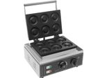 Macchina Per Ciambelle - Macchina Da Tavolo Elettrica A 6 Stampi - 1550 W - Piastre Antiaderenti - Timer 0-5 Min - Spina Ue 220 V - Acciaio Inossidabile/Alluminio - Nero