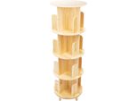Libreria Girevole - Scaffale Indipendente A 4 Ripiani - Rotante A 360° - Struttura In Legno - Max 50 Kg Per Ripiano - Richiede Assemblaggio - Giallo Chiaro