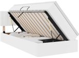 Vidaxl Letto Contenitore Con Materasso Bianco Puro 90 X 200 Cm Pelle Finta