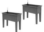 Aiuola Rialzata - Cassetta Per Piante Su Piedini - Set Da 2 - 75×34,5×65,5 Cm - 25 Kg Per Cassetta - Pp E Gomma - Grigio